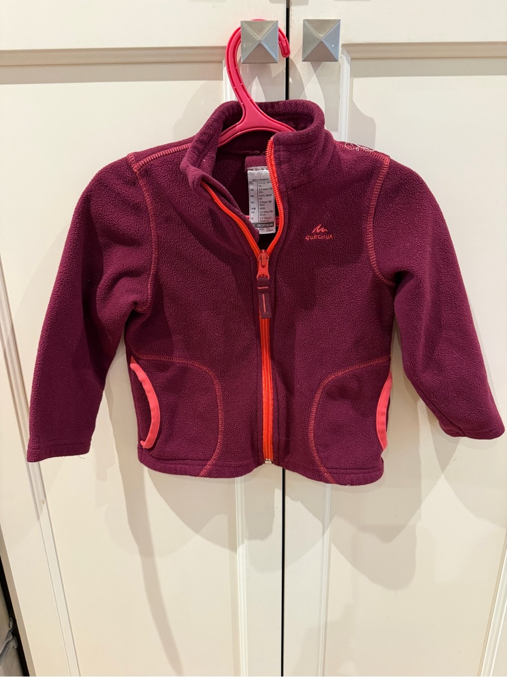 Quechua 2-3t Kids' Plum Fleece Jacket with Pink Accents